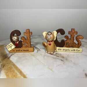 Set of 2 Pat Olson Cat Figurines